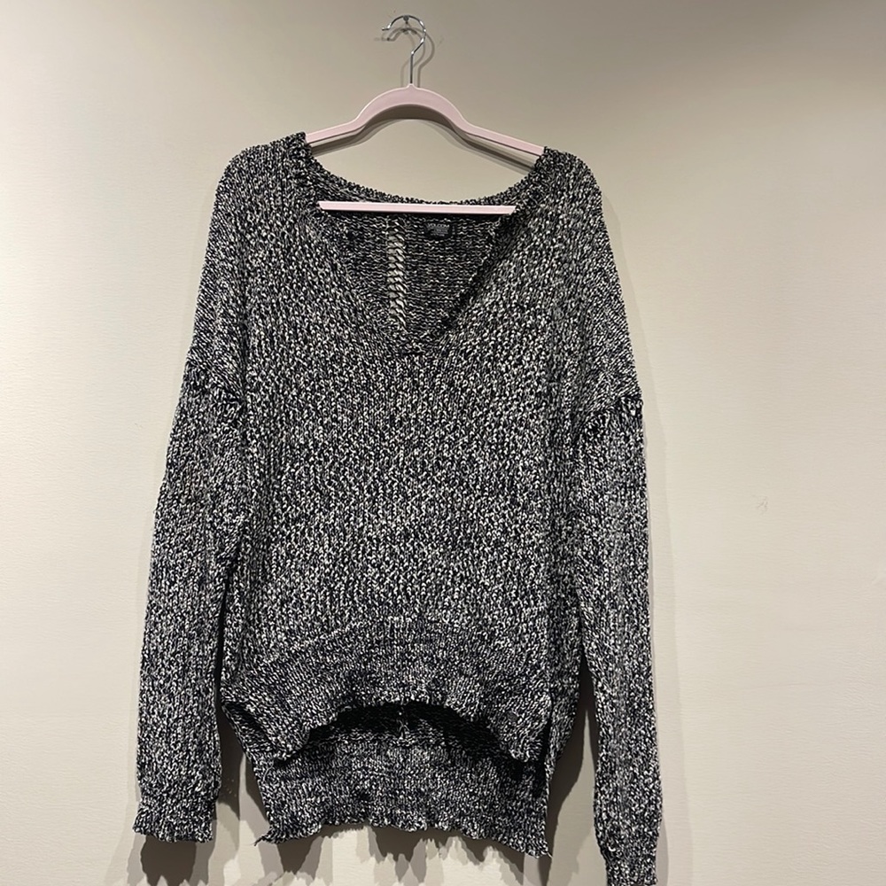 Volcom Oversized V-Neck Sweater in black and gray